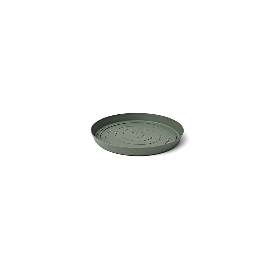 Sottovaso rotondo in plastica riciclata CO2-neutro per interno ed esterno. TeraPlast Orma Saucer 29 Forest verde, Ø 29 cm, –30°/+60°C ean-8051560268364