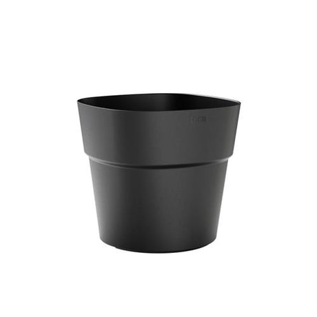Vaso da esterno in plastica riciclata 100%, Ø58×H47 cm, colore Antracite. Resistente da −30° a +60°C, riciclabile. 