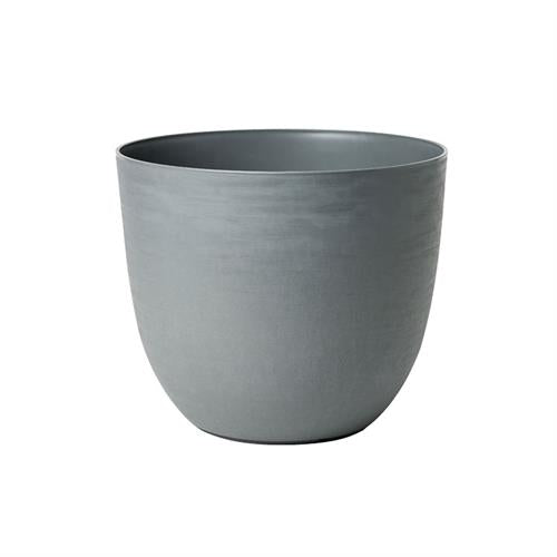 Vaso basso in plastica riciclata CO2-neutro per interno ed esterno. TeraPlast Over 48 Nebbia, 48×48×H40 cm, –30°/+60°C. ean-8051560177901