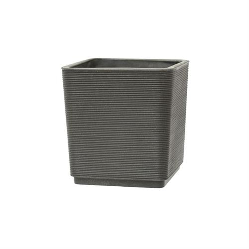 Fioriera da esterno 38x38×H40 cm, colore grigio, plastica riciclata 100%. Resistente da −30° a +60°C, riciclabile. ean 8051560186989