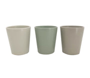 Wicker Box Smooth Vase D 14 Cm H 16 Cm Sage Green Grey 1 Pc