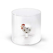 WD Lifestyle Borosilicate Glass Tumbler 250 ml White Hen Decoration