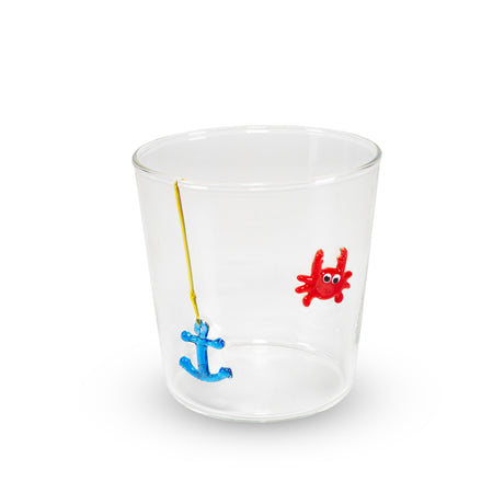 wd lifestyle wd lifestyle bicchiere vetro borosilicato cc 250 ml decoro granchio con ancora ean 8055035685267