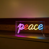 wd lifestyle wd lifestyle insegna neon con cornice in plexiglass 30 x 15 cm decoro peace ean 8053300579402