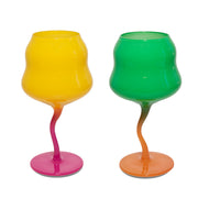 WD LifeStyle Set of 2 Cocktail Glasses 450 ml Yellow and Pink, Green and Orange