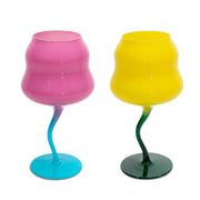 WD LifeStyle Set of 2 Cocktail Glasses 450 ml Petrol Yellow, Pink and Light Blue