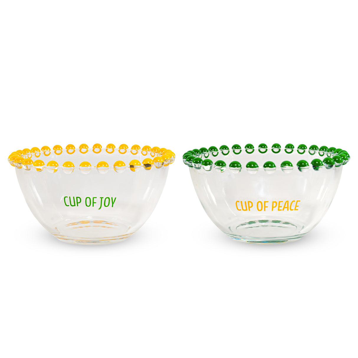 wd lifestyle wd lifestyle set 2 ciotole 500 ml in vetro decorazione cup of joy e cup of peace giallo verde ean 8055035685014