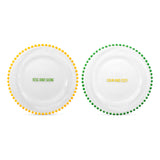 wd lifestyle wd lifestyle set 2 piattini d 195 cm in vetro decorazione rise and shine e calm and cozy giallo verde ean 8055035685038