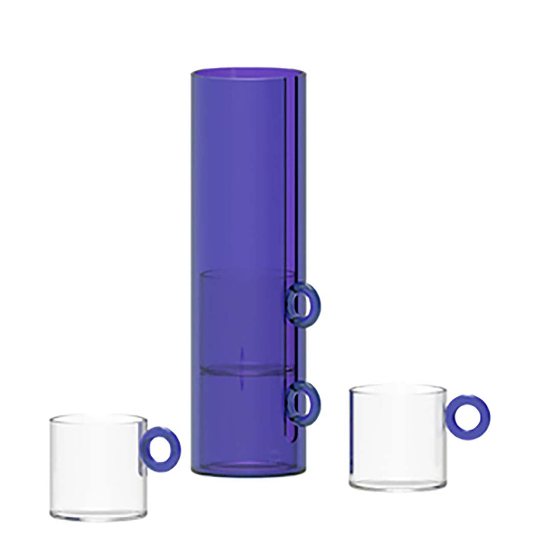 wd lifestyle wd lifestyle set 4 tazze in vetro borosilicato con manico blu ad anello 100 ml tazze eleganti e resistenti