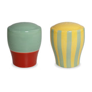 WD LifeStyle Salt and Pepper Set in Stoneware 6.5 x 6.5 x 8 cm Green Yellow Red