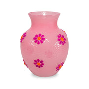 WD LifeStyle Glass Vase with Pink External Decorations