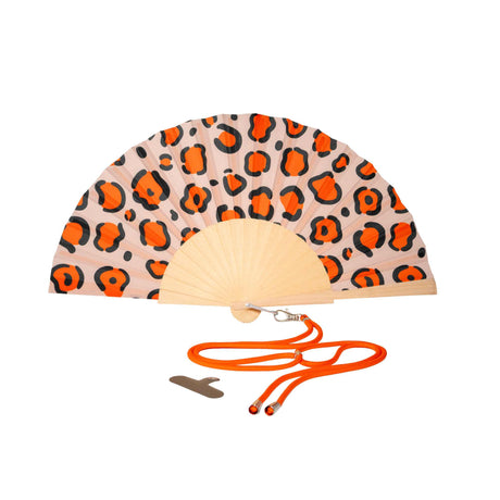 wd lifestyle wd lifestyle ventaglio in legno e tessuto decoro leopardato rosso beige ean 8055035683393