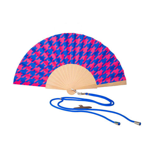 wd lifestyle wd lifestyle ventaglio in legno e tessuto decoro pied de poule ean 8055035683423