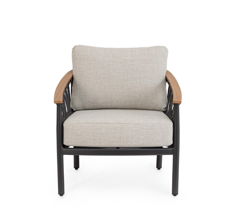 Bizzotto Fenix Anthracite Lounge Set – 3-Seater Sofa, 2 Armchairs and Outdoor Coffee Table