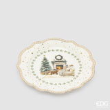edg enzo de gasperi edg enzo de gasperi servizio piatti caminetto natalizio 24 pz ceramica bianco verde piano fondo dessert e ciotole ean 8059824668073