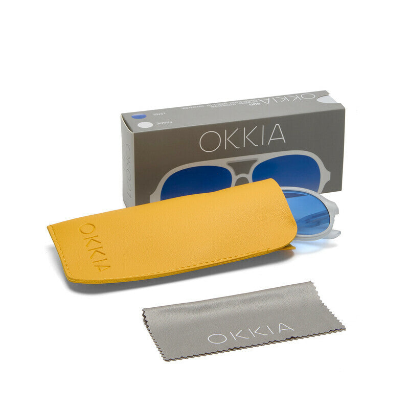 okkia okkia occhiale da sole premontato a forma di goccia mod alessio translucent clear lenti dark blue ean 8056211375408