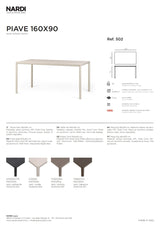nardi nardi piave 160 x 90 tavolo rettangolare verniciato tortora lamin materia tortora ean 8010352555594