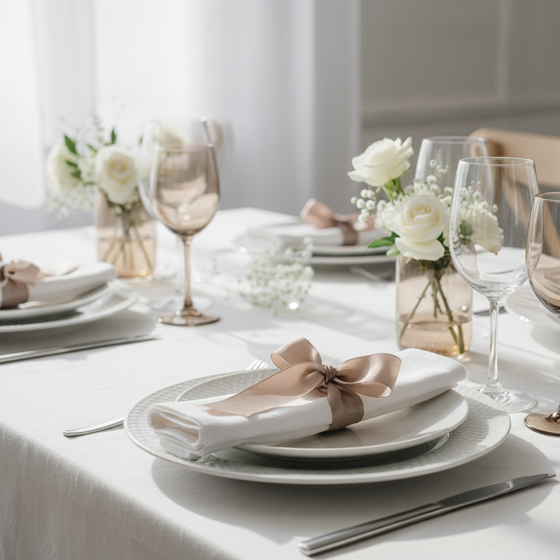 Confeziona con raffinatezza il nastro taffetà Arpimex Vanilla tortora, 100% poliestere 40 mm × 25 mt, texture crespa. Per cerimonie e matrimoni. ean 8018318228643