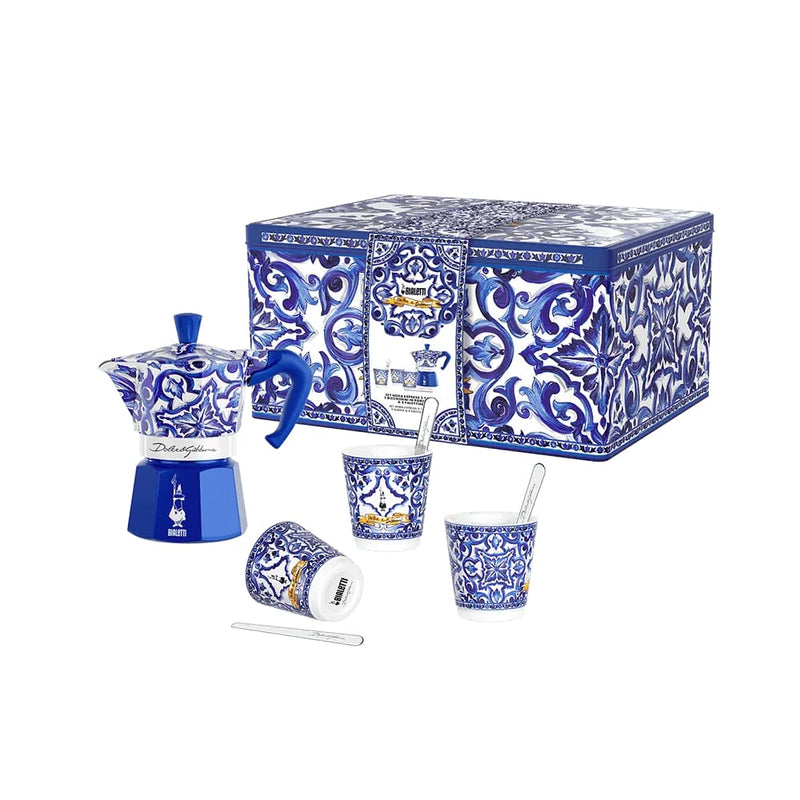 bialetti bialetti dolce e gabbana set moka express blu mediterraneo 6 tazzine con 3 bicchierini e 3 palettine ean 8006363043892