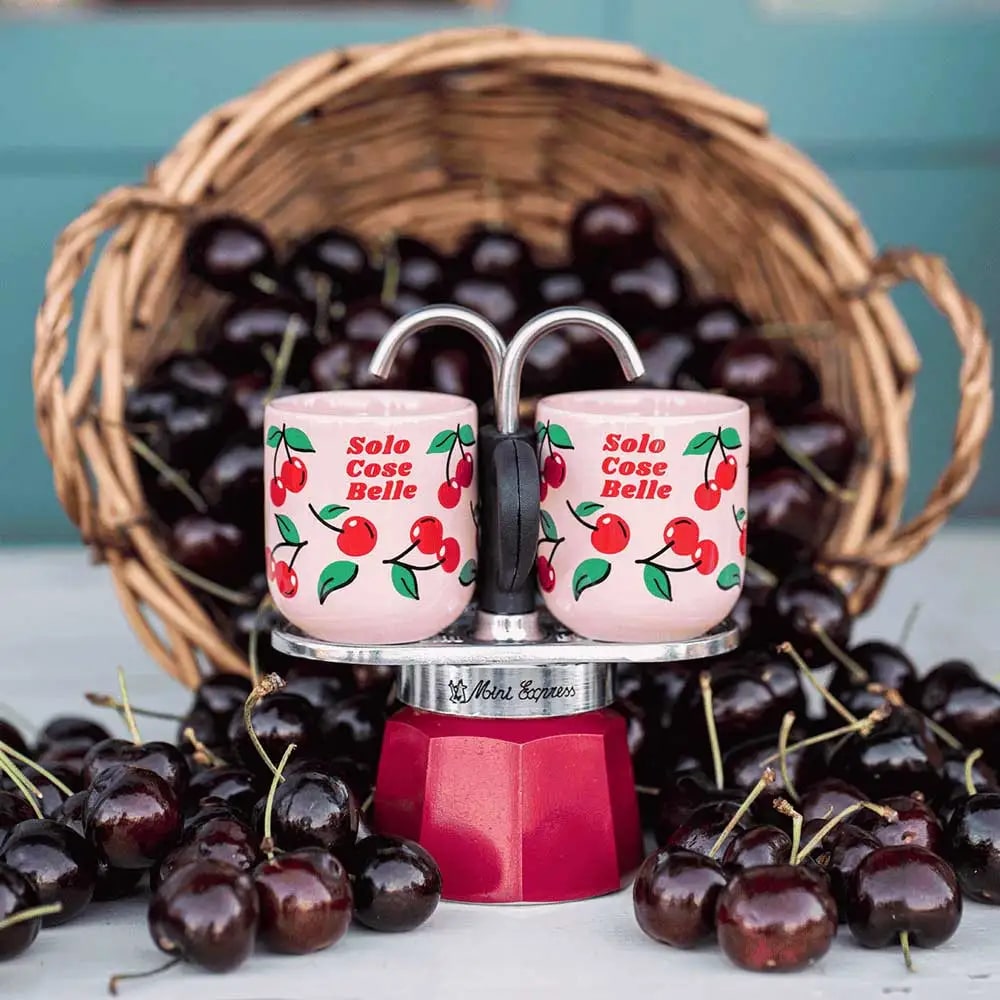 Bialetti Mini Moka Express Set with 2 Cherry Cups – L'Arcolaio