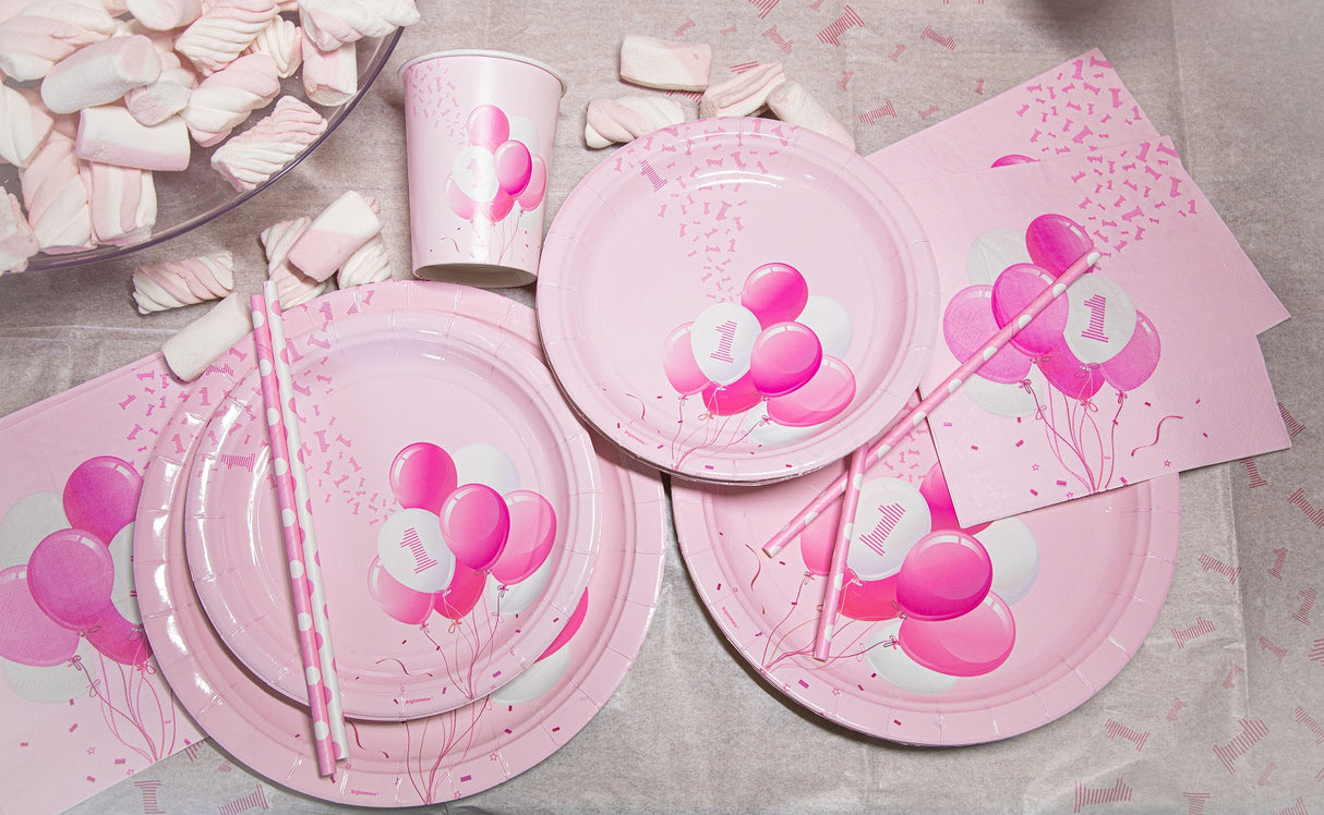 bigiemme bigiemme piatto carta d 18 cm 1 compleanno palloncini rosa cf 8 pz ean 8054317181831