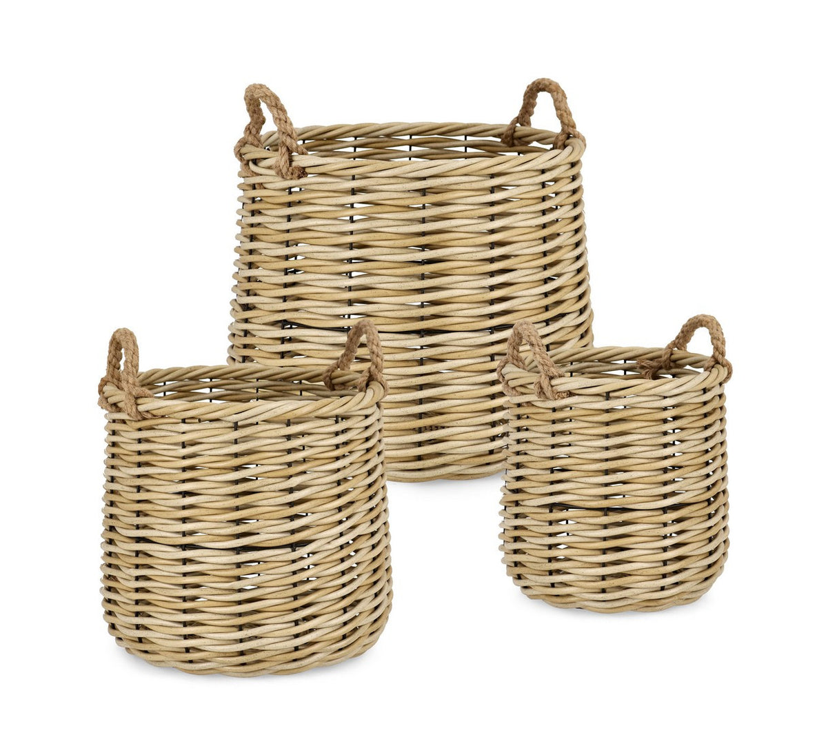 bizzotto bizzotto set 3 cesta 2 manici julen tonda alto decoro natale polyrattan naturale ean 8051836740389