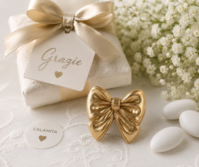 cupidoco cupidoco fiocco oro con calamita h 40 mm bomboniera per matrimonio comunione e cerimonie ean 8058196016192