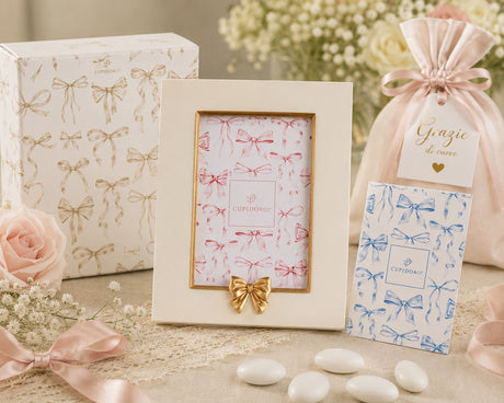 cupidoco cupidoco portafoto in resina con fiocchi e scatola cornice bomboniera elegante 17 x 20 cm ean 8058196015041