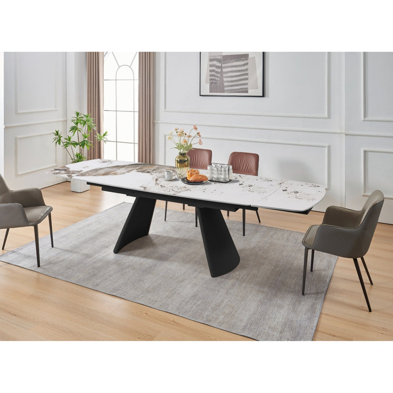 di mo commerciale di mo commerciale tavolo allungabile finlay 200 280 x 100 h 76 cm piano in ceramica beige marrone con gambe nere ean 8010402516766