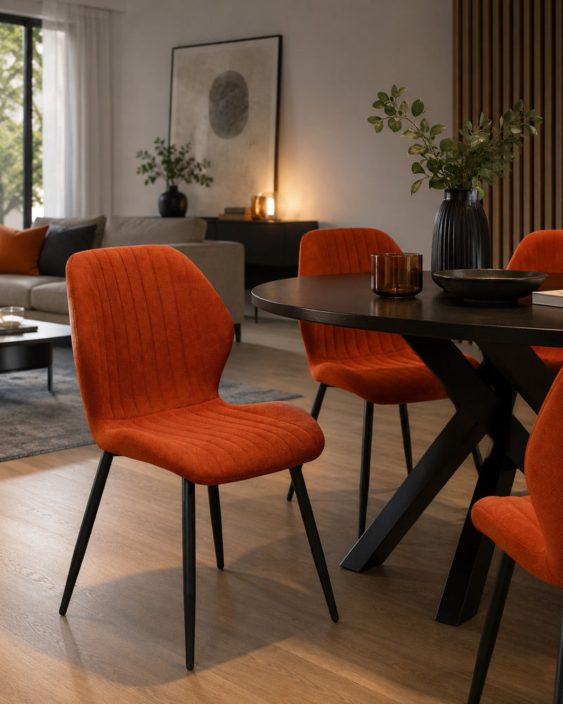 di mo di mo sedia jole tessuto terracotta con gambe in metallo nero elegante e confortevole ean 8010402501106