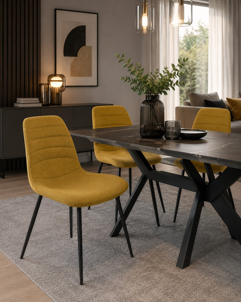 di mo di mo sedia livia tessuto senape con gambe in metallo nero 45x525x88 cm design moderno ean 8010402501373