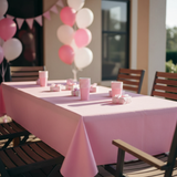 Tovaglia rotolo carta rosa Dopla 1,20×7m monouso €3,75. Copre 7m di tavolo per battesimi, baby shower e feste bimbe. ean 8008650471197