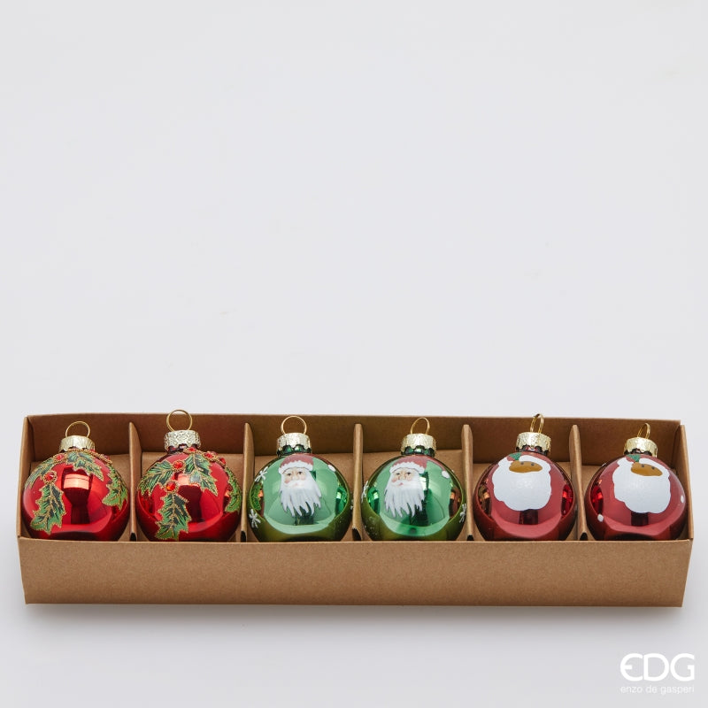 edg enzo de gasperi edg enzo de gasperi addobbo palla babbo natale vetro ass d 4 cm cf 6 pz verde rosso ean 8059824525598