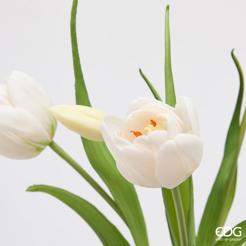 edg enzo de gasperi edg enzo de gasperi bouquete tulipano chiuso x4 h 40 cm con bocciolo bianco ean 8059824612748