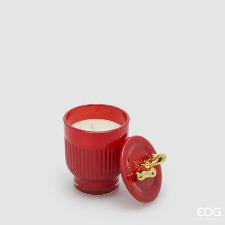 edg enzo de gasperi edg enzo de gasperi candela di natale fiocco con vaso h 11 cm d 7 cm berry fruit rosso oro ean 8059824543905