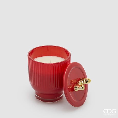 edg enzo de gasperi edg enzo de gasperi candela di natale fiocco con vaso h 13 cm d 9 cm berry fruit rosso oro ean 8059824543981