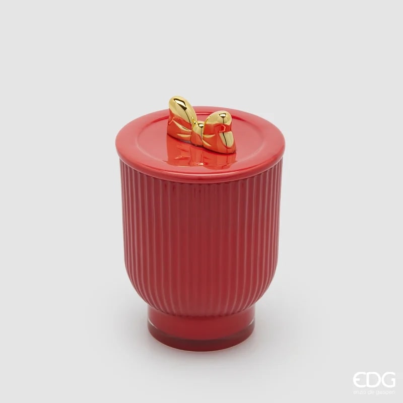 edg enzo de gasperi edg enzo de gasperi candela di natale fiocco con vaso h 15 cm d 10 cm berry fruit rosso oro ean 8059824544063