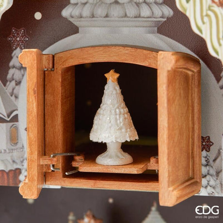 edg enzo de gasperi edg enzo de gasperi decoro casetta avvento natale h 62 cm l 39 cm l 11 cm musica movimento led white brown ean 8059824561862