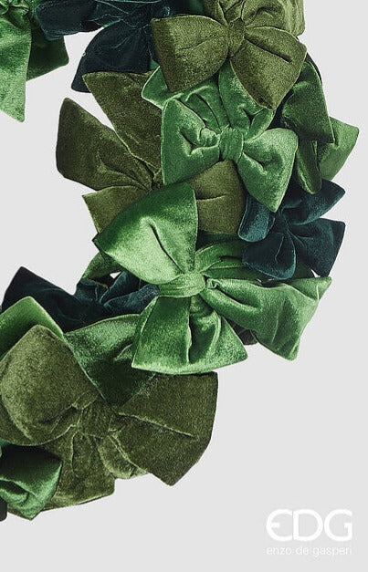 edg enzo de gasperi edg enzo de gasperi decoro corona d 76 cm fiocchi ghirlanda natalizia velluto verde ean 8059824567314