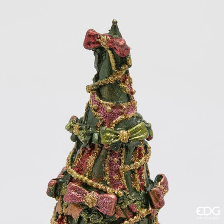 edg enzo de gasperi edg enzo de gasperi decoro decoglitter pino di natale cono h 225 cm d 9 cm poliresina verde rosso ean 8059824598035
