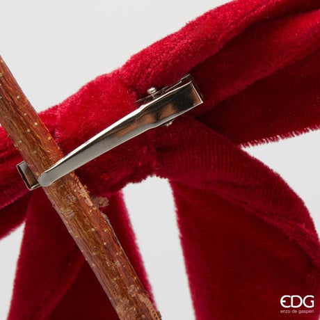 edg enzo de gasperi edg enzo de gasperi decoro fiocco di natale con clip h 30 cm l 13 cm velluto burgundy ean 8059824575814