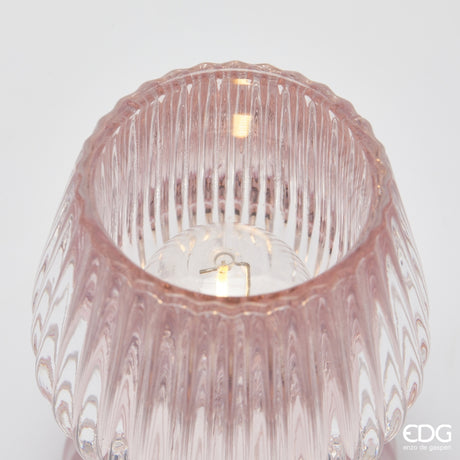 edg enzo de gasperi edg enzo de gasperi lampada da tavolo biforma a righe led h 13 cm d 9 cm ip20 rosa ean 8059824630377