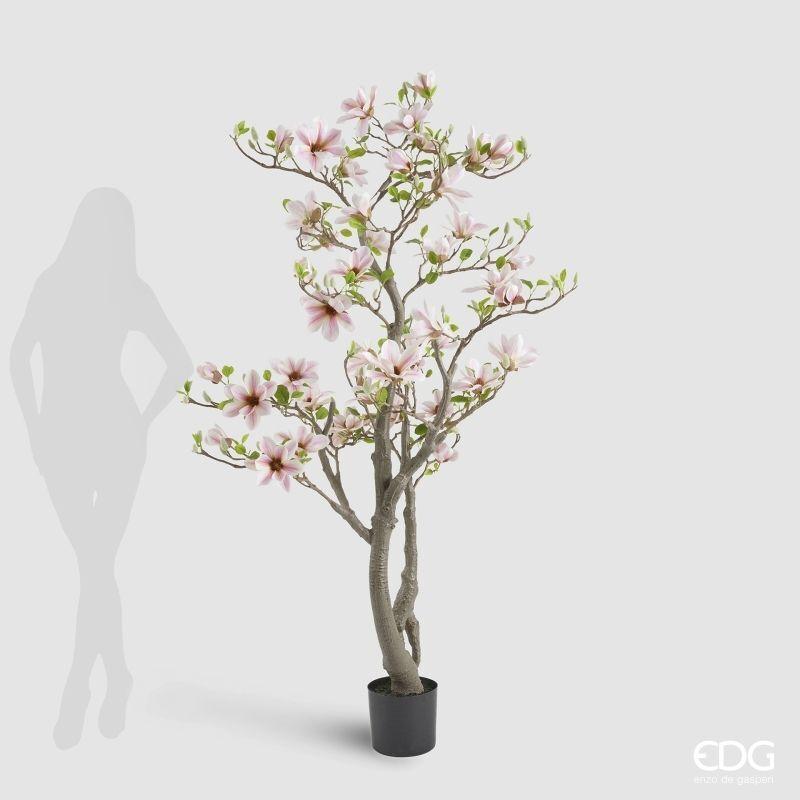 edg enzo de gasperi edg enzo de gasperi magnolia con foglie bocciolo e vaso h 180 cm pianta artificiale bianco rosa ean 8059824642097