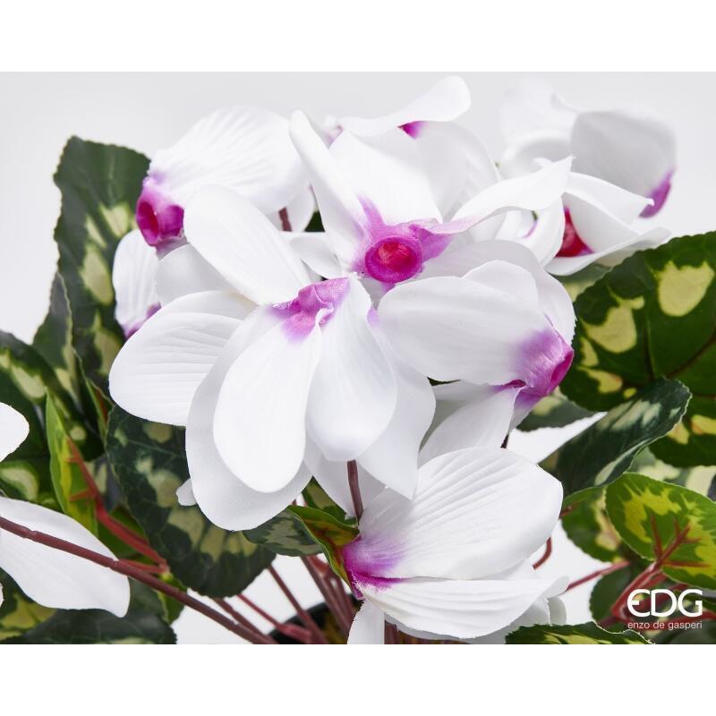 edg enzo de gasperi edg enzo de gasperi pianta artificiale ciclamino con foglie e vaso h 32 cm bianco viola pianta decorativa realistica design moderno ean 8059824517968