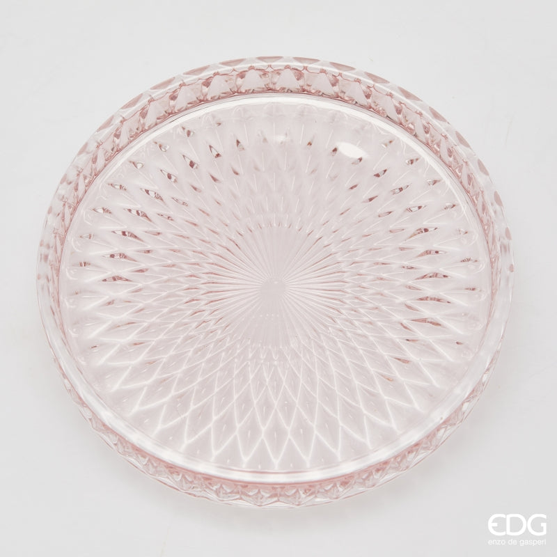edg enzo de gasperi edg enzo de gasperi piatto decorativo micro quadretti rotondo h 25 cm d 16 cm vetro rosa ean 8059824610638