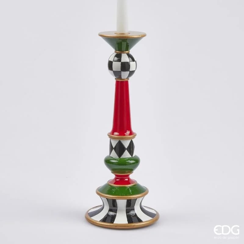 edg enzo de gasperi edg enzo de gasperi portacandela di natale scacchi h 35 cm d 14 cm white black ean 8059824403308