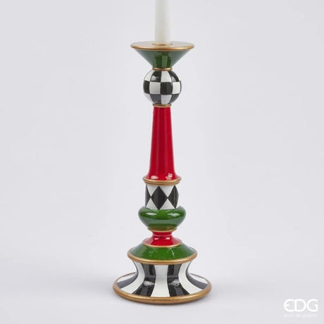 edg enzo de gasperi edg enzo de gasperi portacandela di natale scacchi h 35 cm d 14 cm white black ean 8059824403308