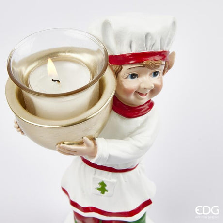 edg enzo de gasperi edg enzo de gasperi portacandela elfo cuoco di natale h 215 cm green red ean 8059824389657