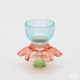 edg enzo de gasperi edg enzo de gasperi portacandela flower in vetro h 125 cm d 12 cm blu mix ean 8059824610041