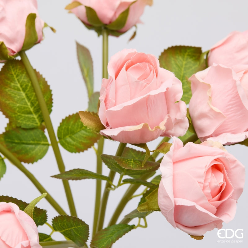 edg enzo de gasperi edg enzo de gasperi rosa bouquet x9 con foglie h 46 cm pianta artificiale colore rosa ean 8059824634108